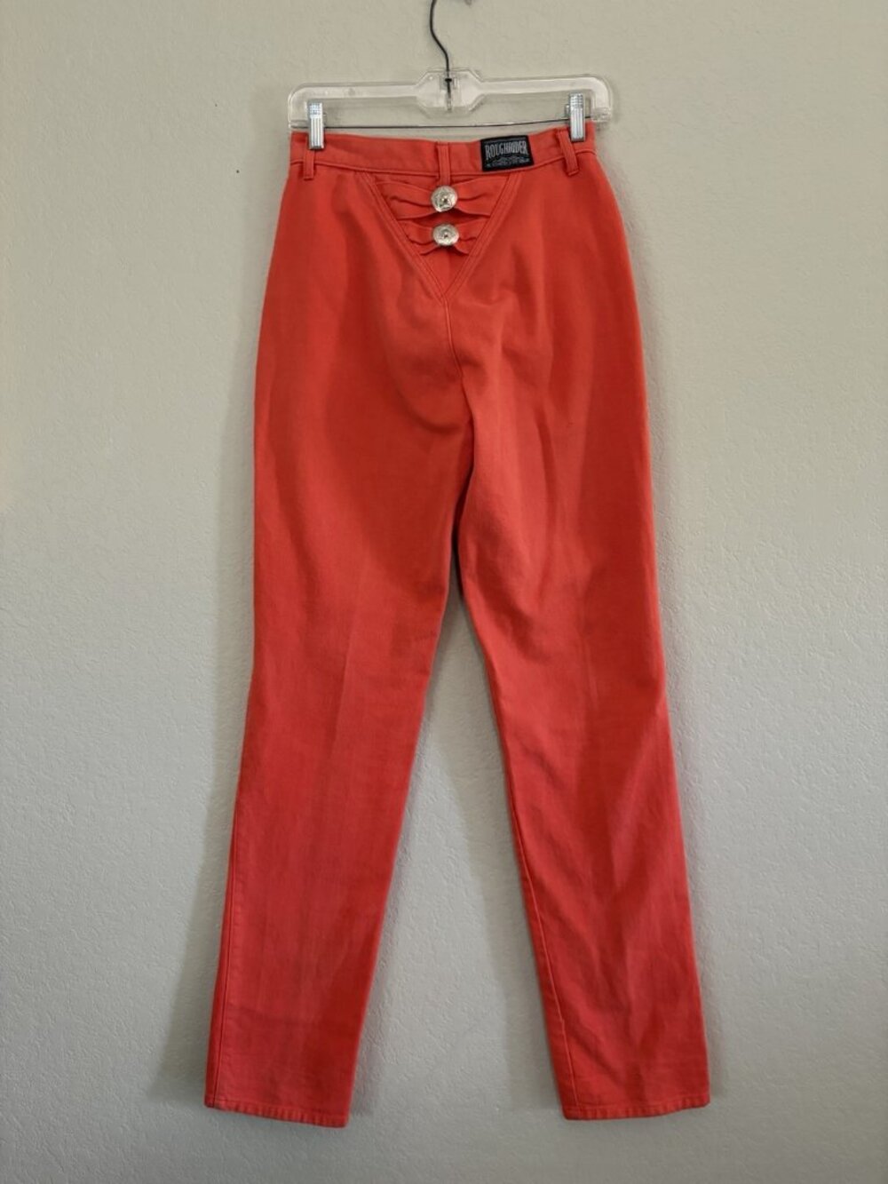 Vintage Roughrider High Waist Coral Western Jeans Cowgirl Concho Bare Back